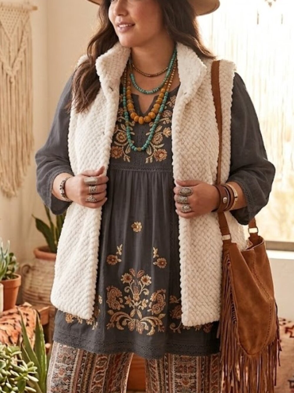 NWT indigo soul Womens 2XL Winter Ivory Faux-Fur Sleeveless Vest CHIC TEDDY VEST
